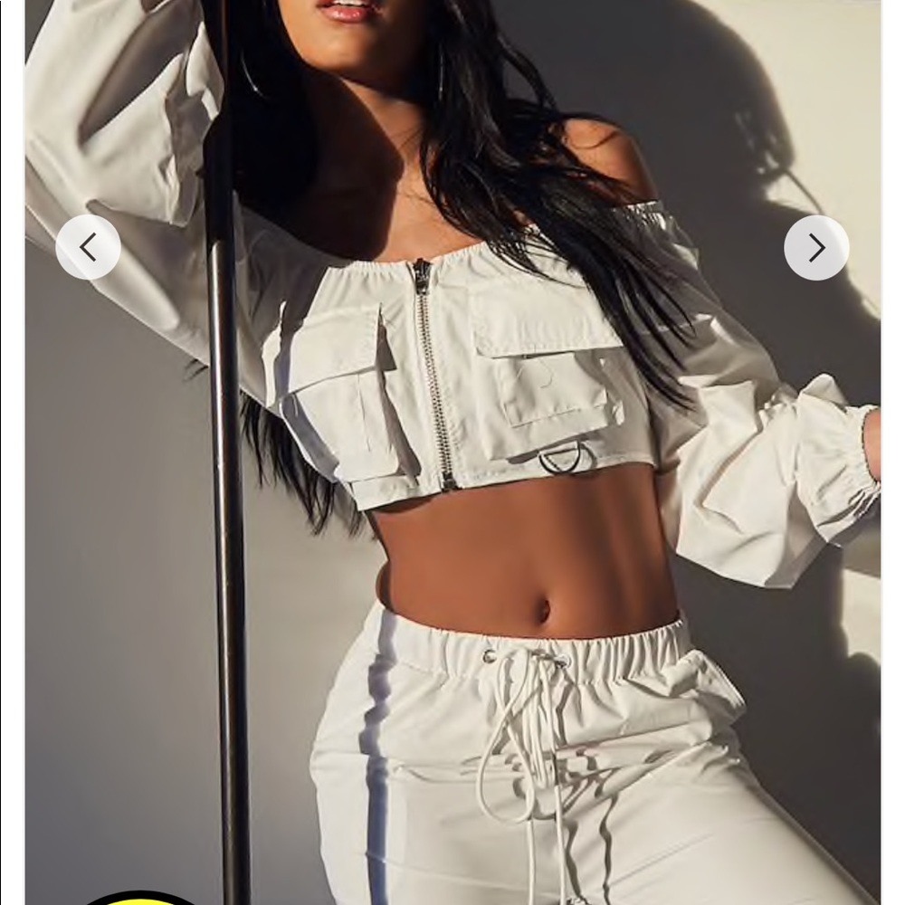 Two piece off the shoulder windbreaker set